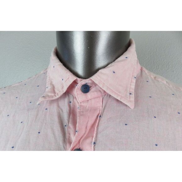 Mens Rodd & Gunn Shirt‎ Button Front Cotton Pink Blue Short Sleeve Size XL Linen - Picture 6 of 6